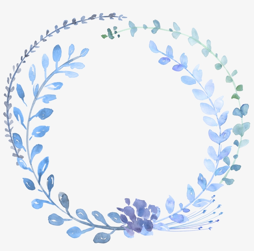 Png Freeuse Library Watercolour Flowers Watercolor - Blue Watercolour Wreath Png, transparent png #79492