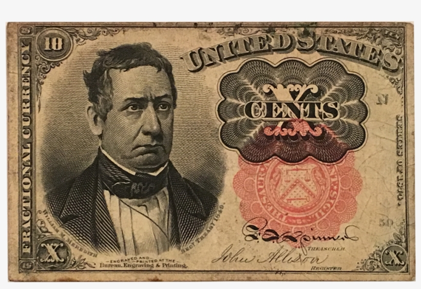 1874 Meredith Ten Cents Fractional Currency - Fractional Currency, transparent png #79638