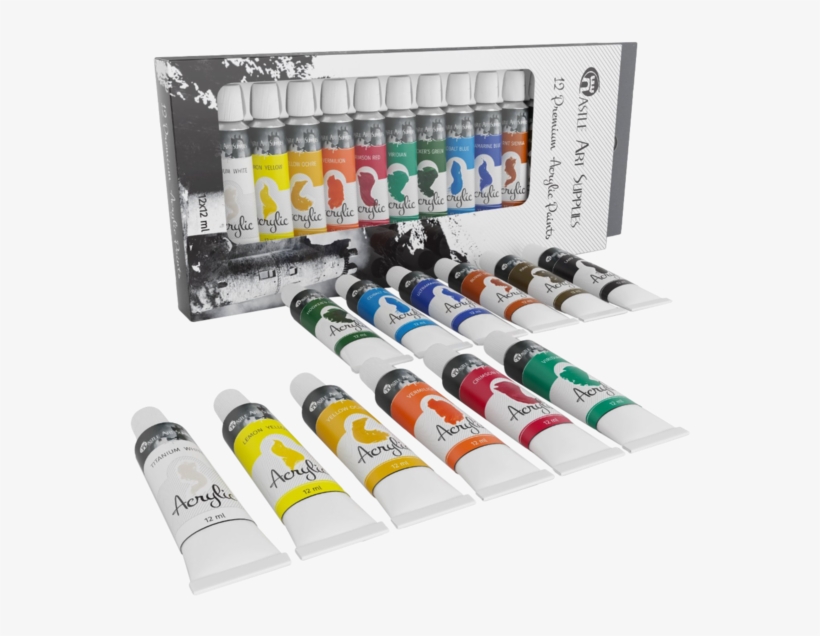 Castle Art Supplies Acrylic Paint Set Pack Of 12 Colors - Castle Art Supplies Acrylic Paint Set For Beginners, transparent png #79640
