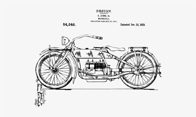 Clip Royalty Free Library Vintage Harley - Vintage Harley Motorcycle 1919, transparent png #700906
