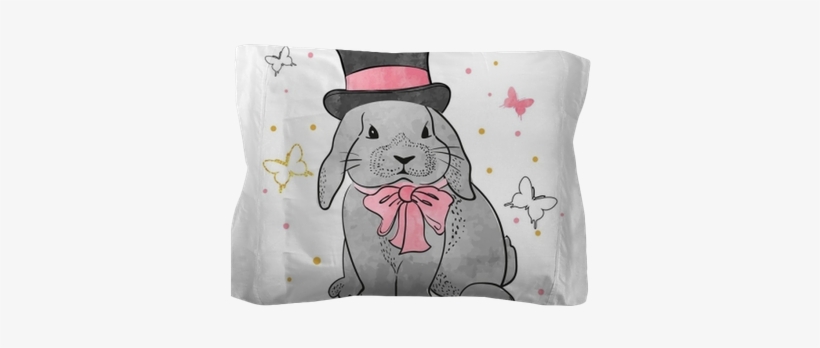 Cute Watercolor Rabbit Boy With Bow And Hat - Illustration, transparent png #700985