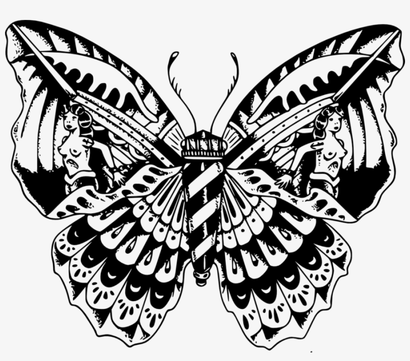 Skull Butterfly Drawing At Getdrawings - Butterfly Skull Tattoo Png, transparent png #701156