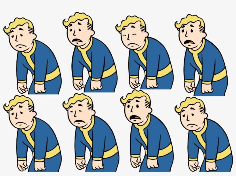 Vaultboy Animationshappynesslow - Fallout Vault Boy Sad, transparent png #701489