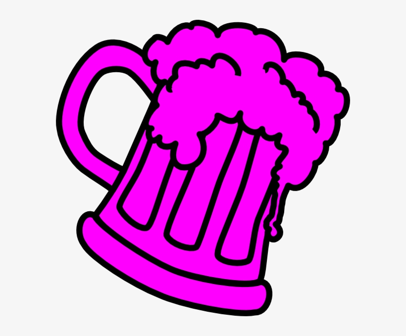 Pink Outline Beer Mug Clip Art - Beer Glassware, transparent png #702405
