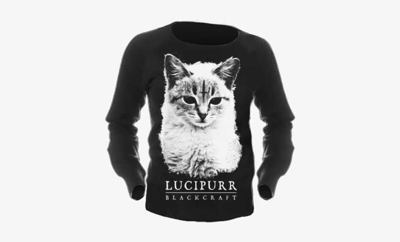 Women's Crewneck Sweater - Black Craft Cat Shirt, transparent png #703077