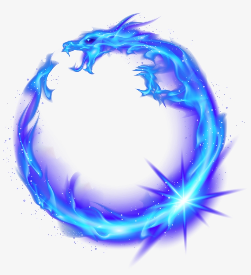 Dragon Circle Flame Fire Combustion Blue Royalty Free - Blue Fire Circle Png, transparent png #703232