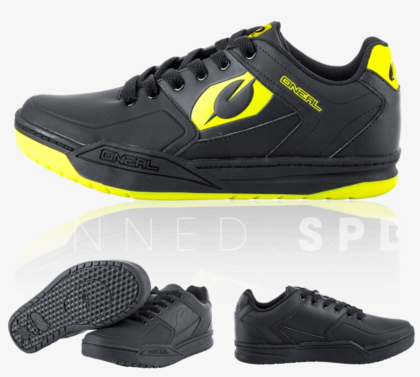 Flat Pedal Shoe Concept And Adapts It For Spd - Oneal Pinned Spd S18 Shoes Male - Black/neon-yellow, transparent png #703573