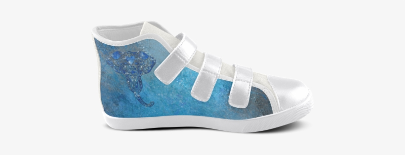 A Blue Watercolor Elephant Portrait In Denim Look Velcro - Suede, transparent png #704197