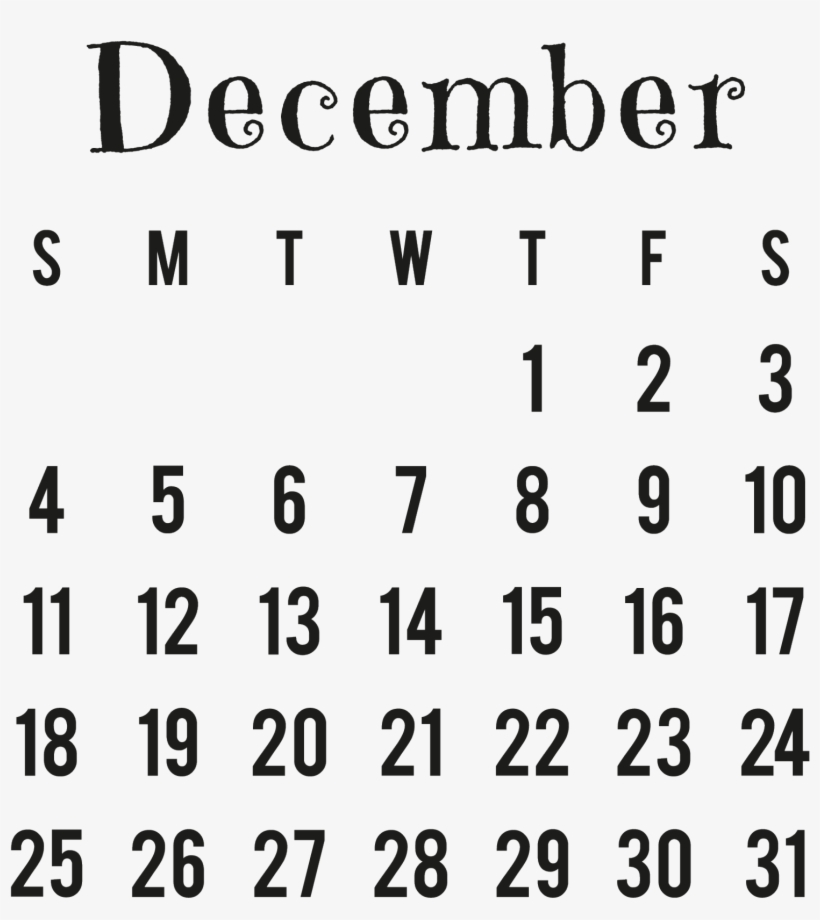 Png Calendar - December 2016 Calendar Png, transparent png #704616