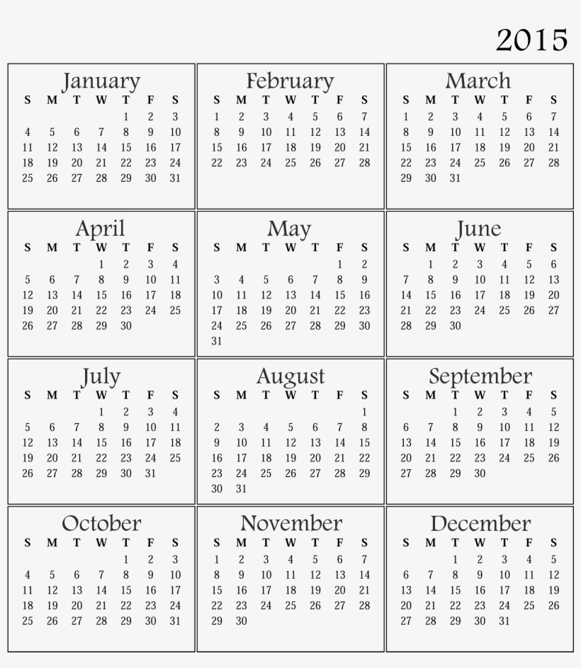 Yearly Printable Calendar - Calendar - Free Transparent PNG Download ...
