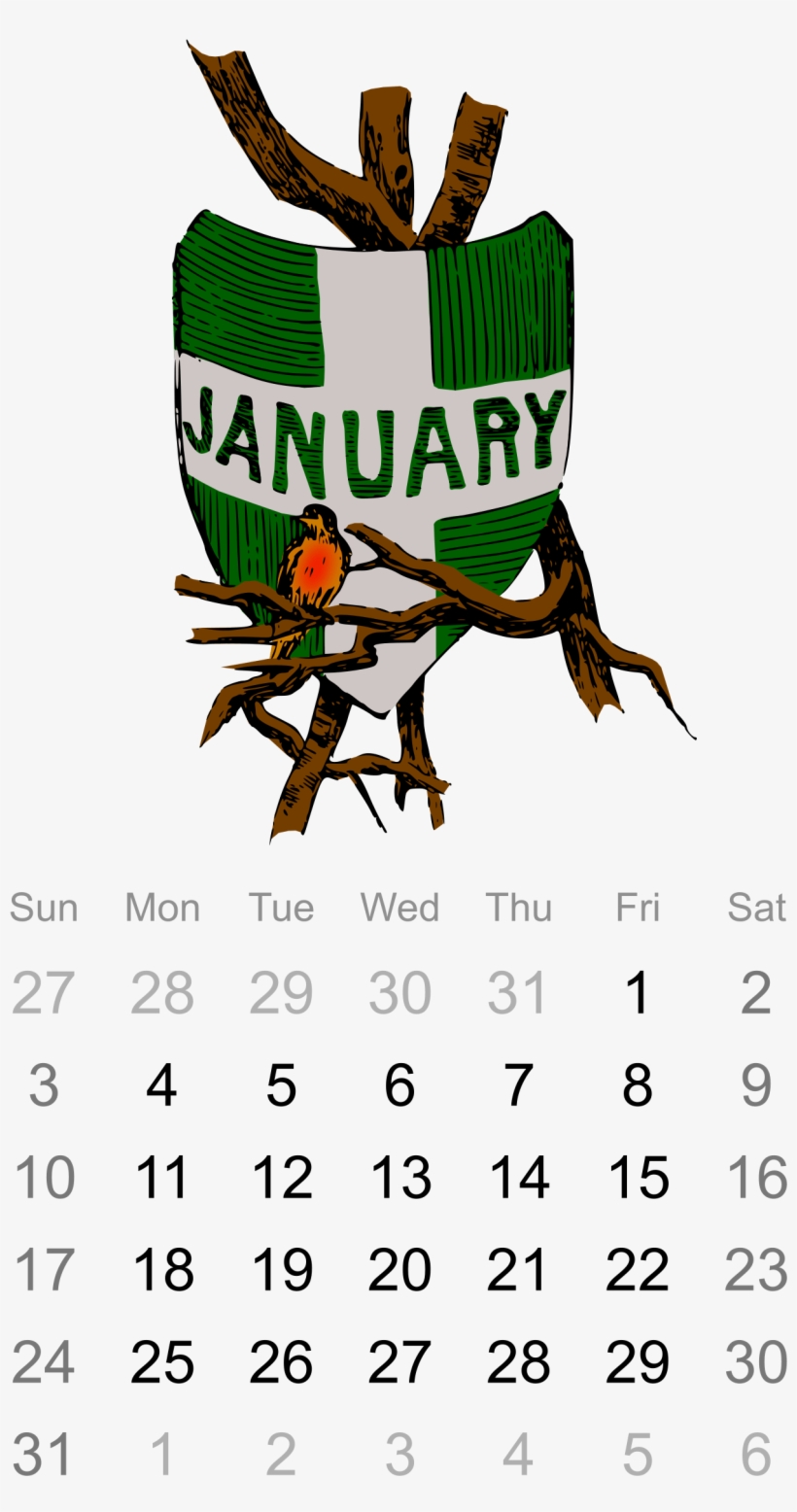Medium Image - Calendario January 2016 Clippart, transparent png #705654