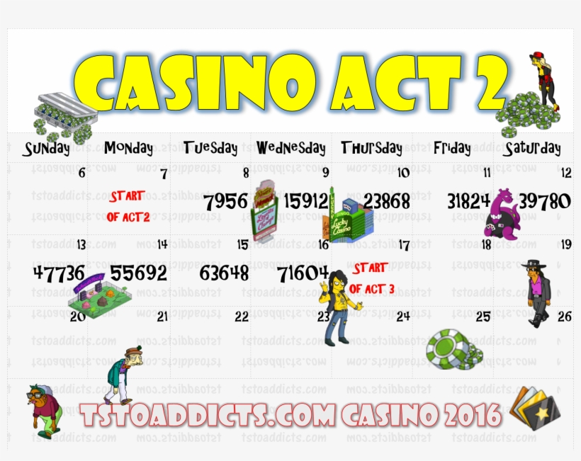 Casino Act 2 Calendar - The Simpsons: Tapped Out, transparent png #706059