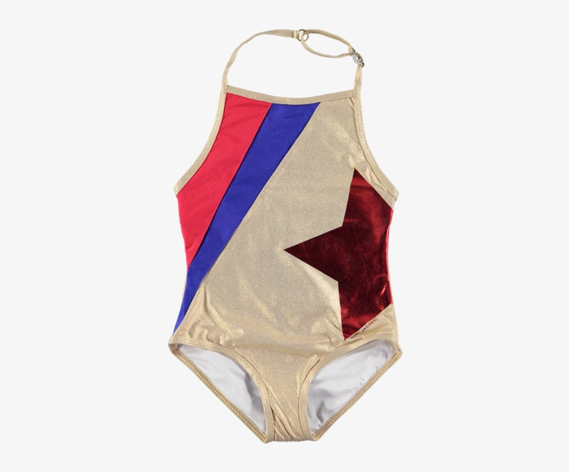 Picture Of Star & Stripe Print Swimsuit Gold, transparent png #7000406