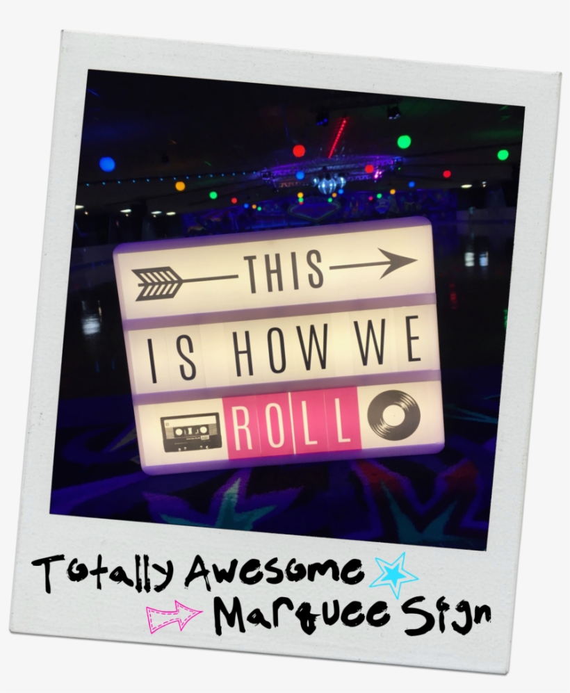 Neon 80s Rollerskating Party Marquee Sign, transparent png #7000930