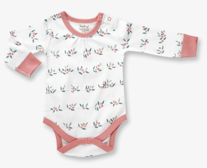 Berry Buds Long Sleeve Bodysuit, transparent png #7001440