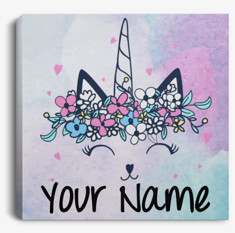 Personalized Kitty Cat Unicorn Art Canvas Print, transparent png #7003337