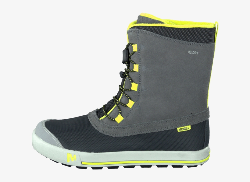 Buy Merrell Snow Bank Waterproof Kids Grey/lime Grey, transparent png #7004303
