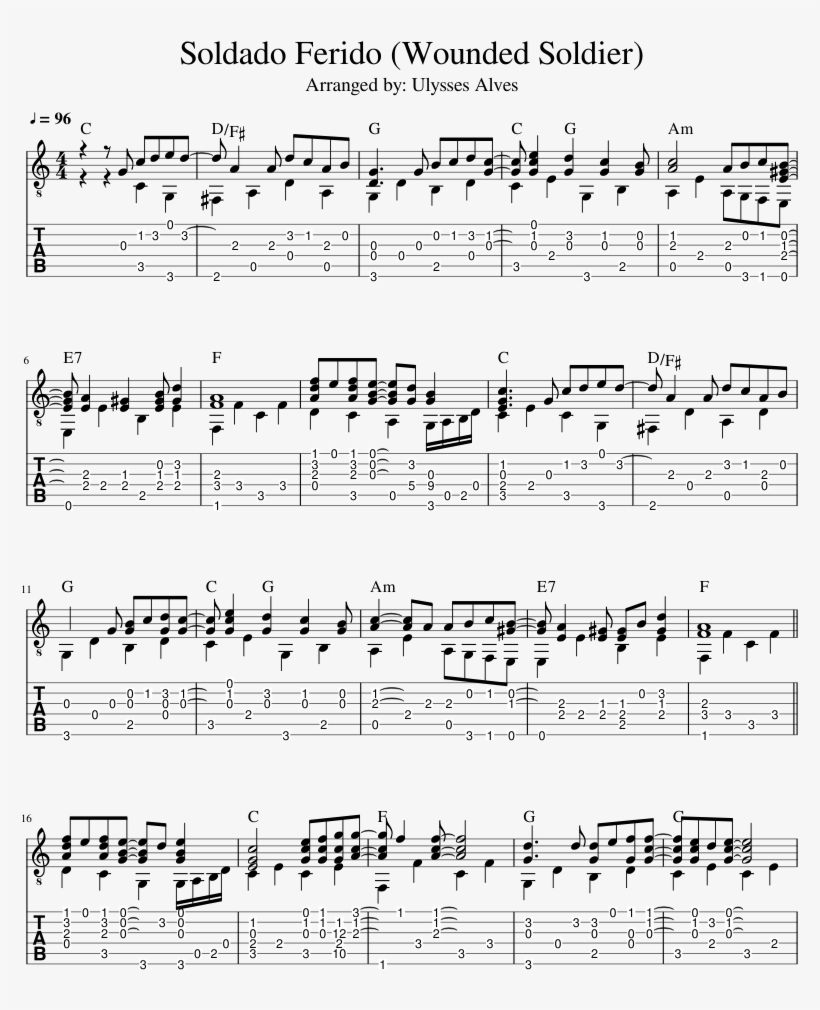 Soldado Ferido Sheet Music 1 Of 2 Pages, transparent png #7008011