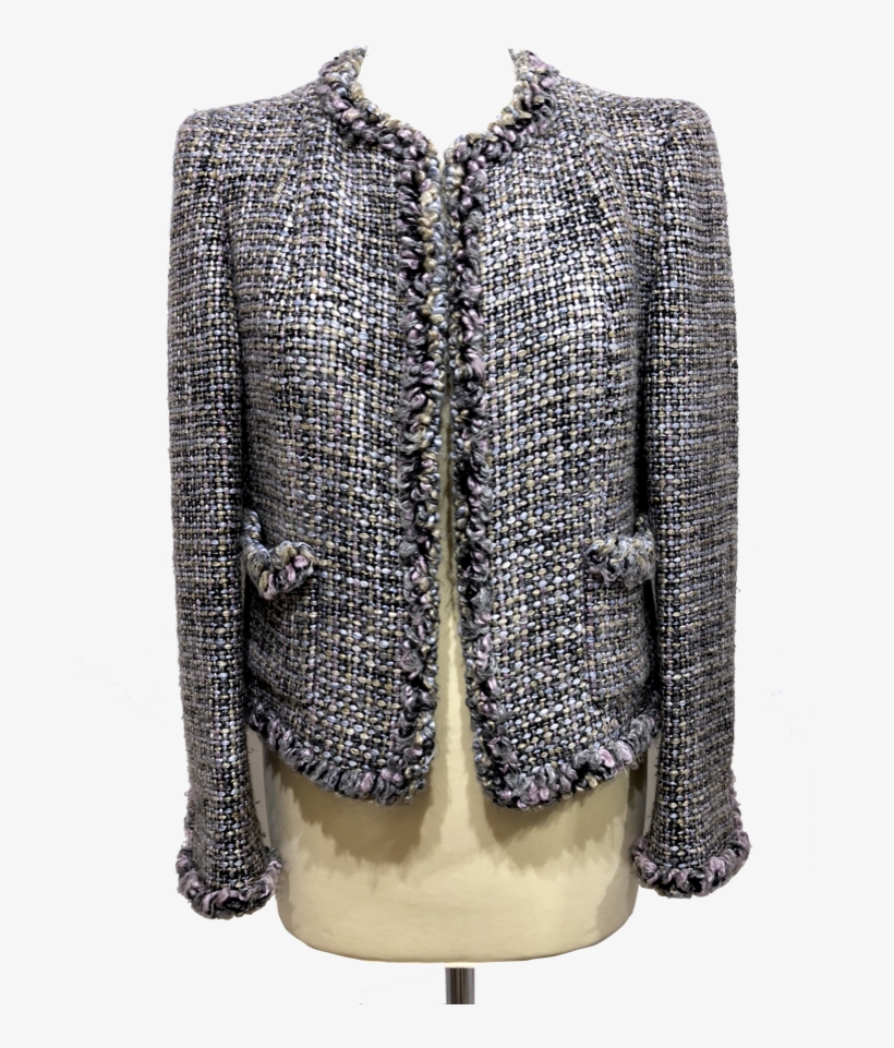 Chaqueta Chanel En Tweed Centelleante En Tonos Grises,, transparent png #7012820
