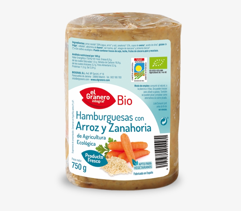 Hamburguesa De Arroz Y Zanahoria Bio , 750 G, transparent png #7015564