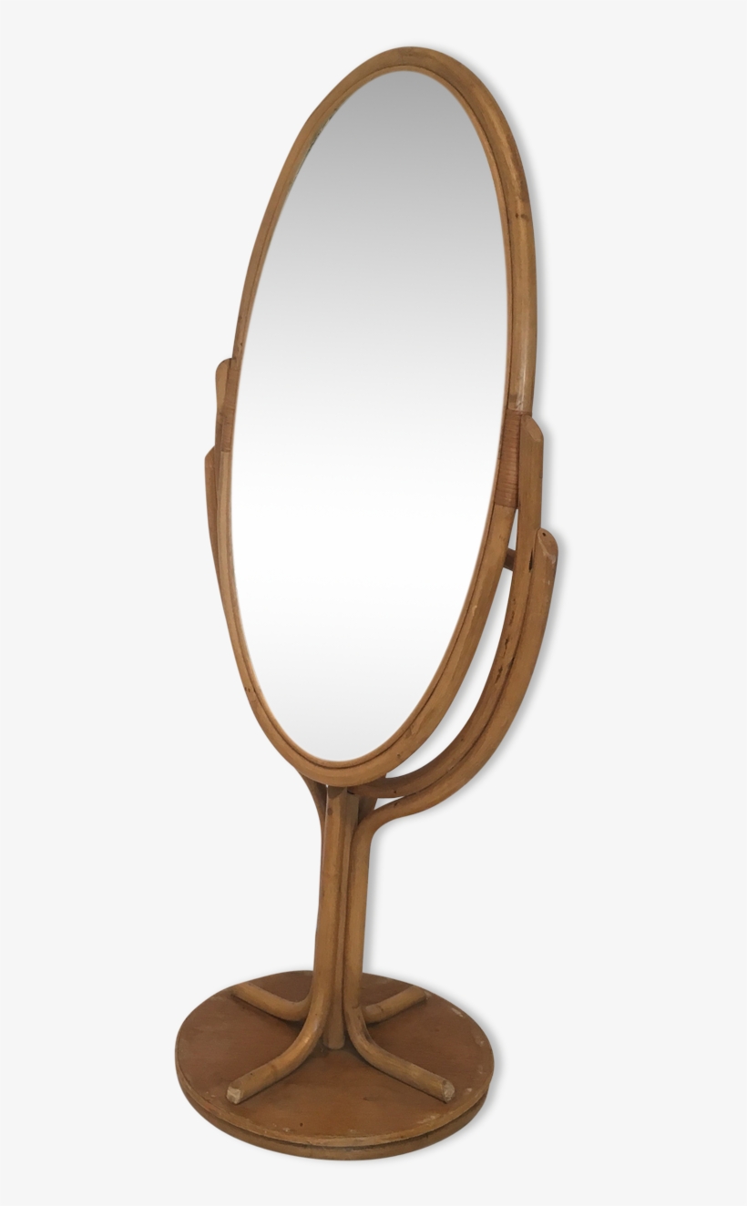 Rattan Floor Standing Mirror 161x70cm, transparent png #7017012