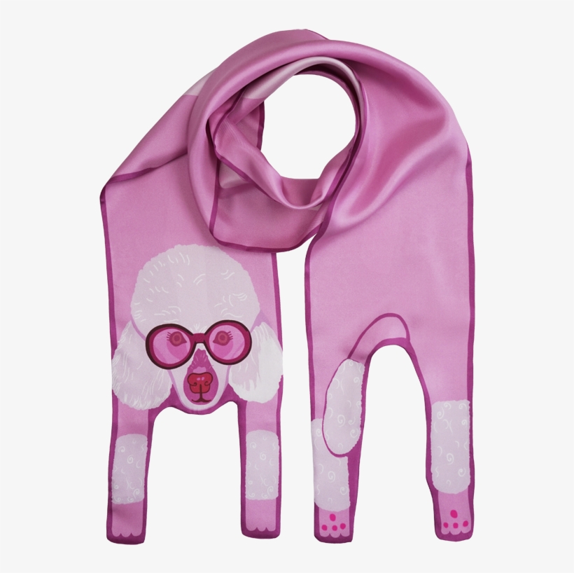 Small Fabulous Pink Poodle Long Silk Scarf, transparent png #7026317