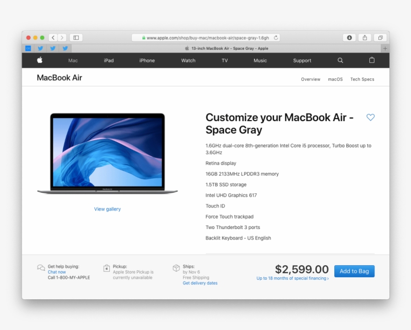 Maxing Out 2018 Macbook Air Results In A $2,599 Notebook, transparent png #7032878