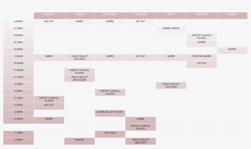 The Barre Clinic Timetable 5th December, transparent png #7036479