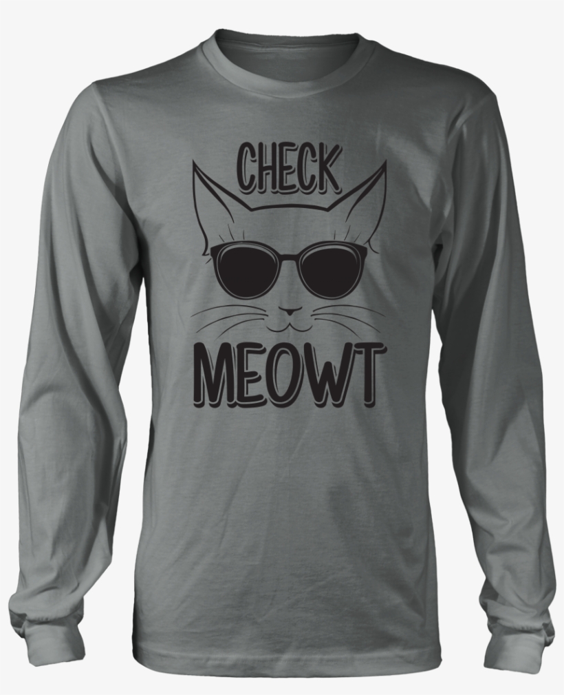 Check Meowt Black Glasses Long Sleeve Shirt, transparent png #7039815