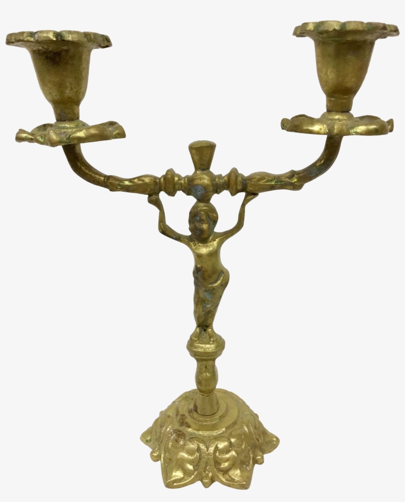 Brass Cherub Candle Stick, transparent png #7043651