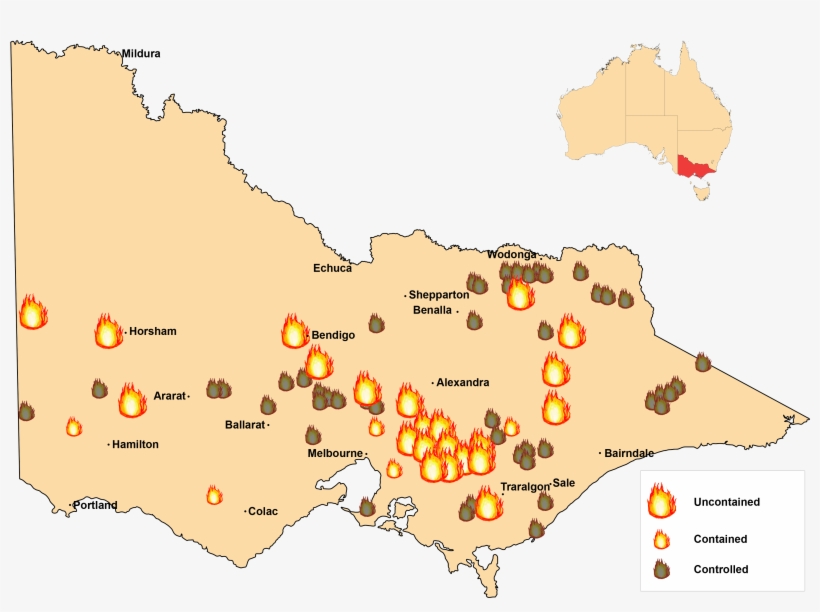 9am Feb 8 2009 Fire Locations Map, transparent png #7054661