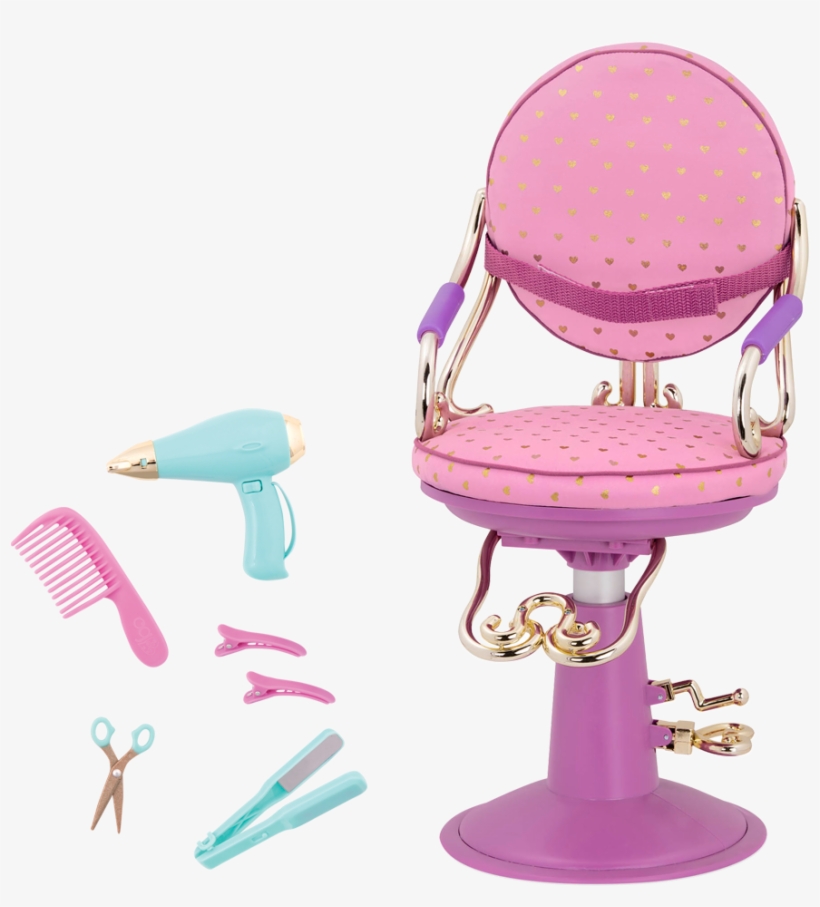 Sitting Pretty Salon Chair Gold Hearts Purple Base, transparent png #7059459