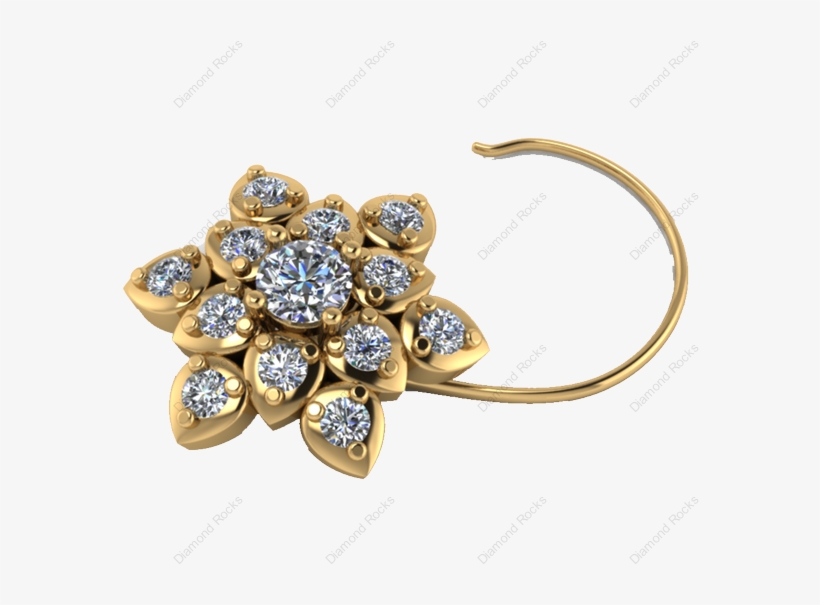 27cts Brilliant Diamond Nose Pin In 18 K Gold, transparent png #7062186