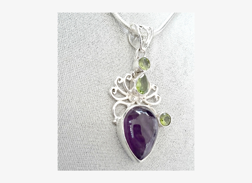 Amethyst And Peridot Gems In Victorian Scroll 925 Sterling, transparent png #7064664
