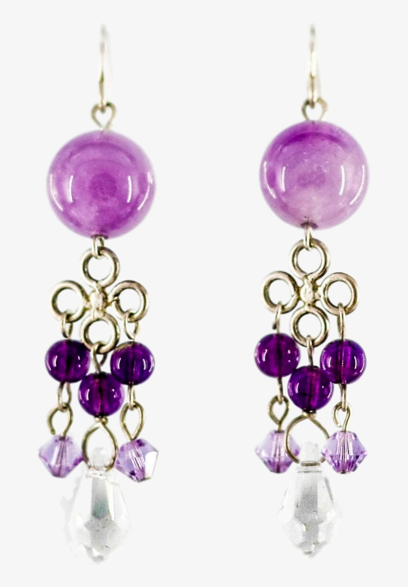 Silver Amethyst Swarovski Dangle Earrings, transparent png #7064712