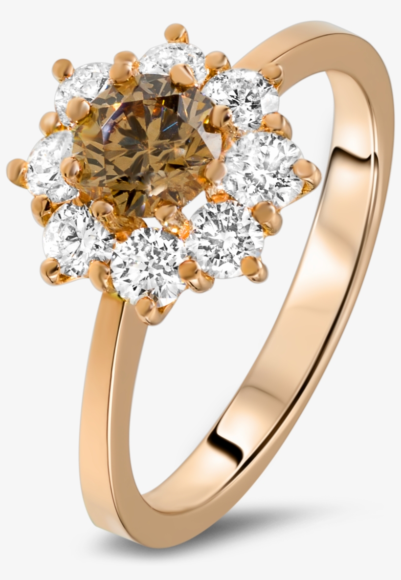 Brown Diamond Ring In 18k Rose Gold, transparent png #7068718