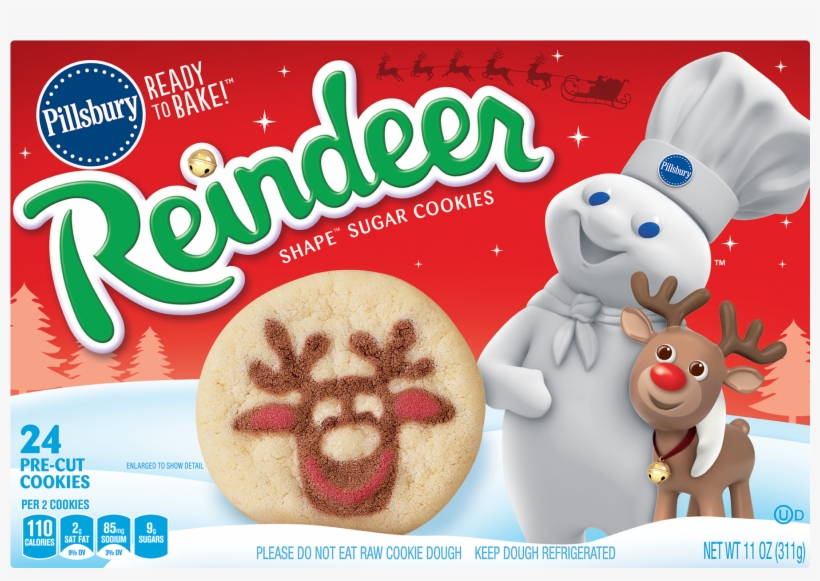 Pillsbury Ready To Bake Reindeer Shape Sugar Cookies, transparent png #7072432