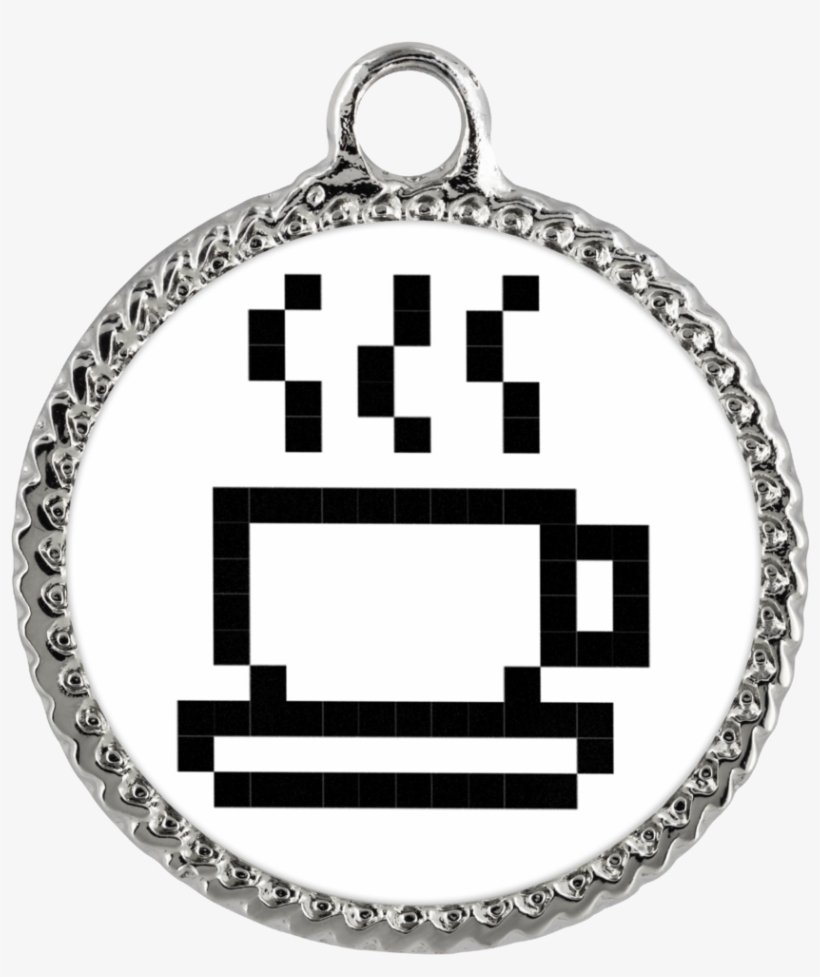 Coffee Lovers Pixel Art Deco Coin Necklace, transparent png #7083305