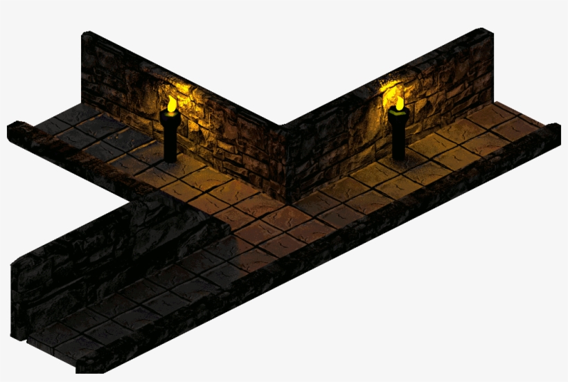 25744 Plex Dungeon Torchlit Hall T Intersection Bottom, transparent png #7092943