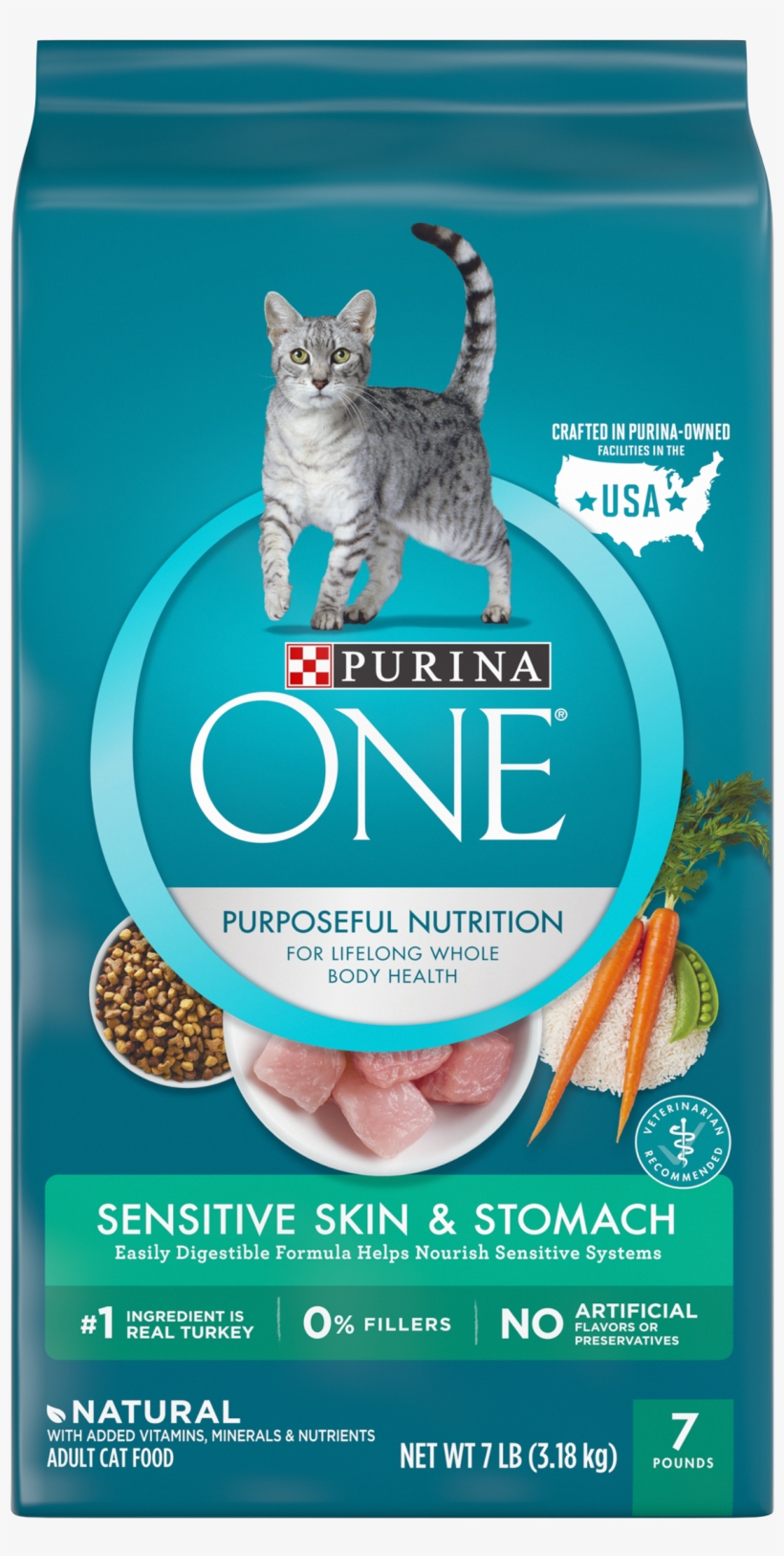 Purina One Sensitive Skin & Stomach Formula Adult Dry - Purina One Cat Food Indoor, transparent png #711017