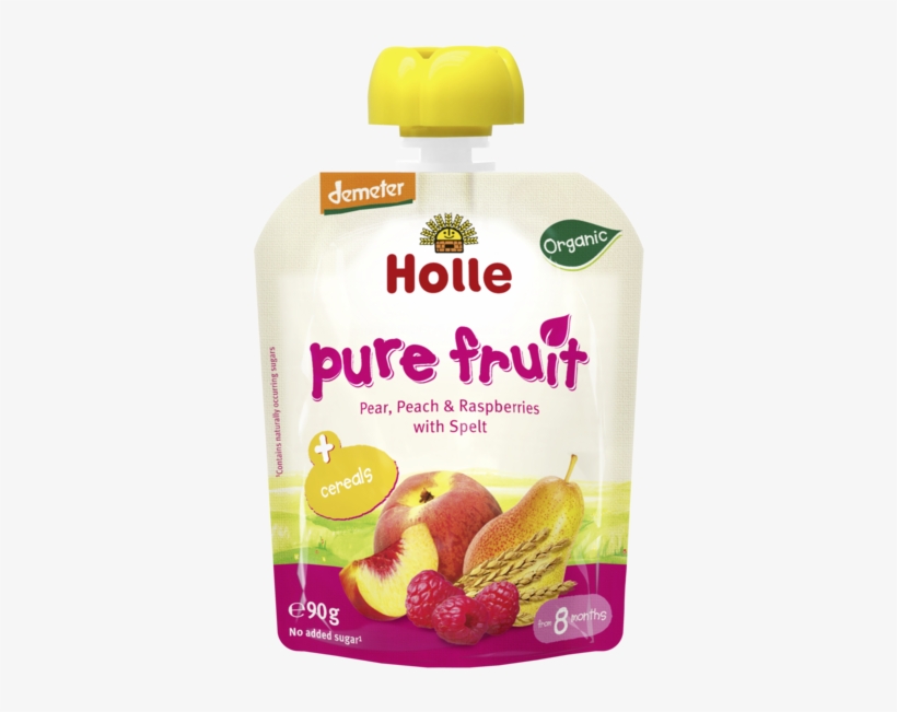 Pouch Pear, Peach & Raspberries With Spelt - Holle Organic Pouches Fruit Puree With Vegetables, transparent png #712581