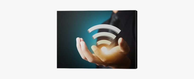 Wifi Technology Symbol In Businessman Hand Canvas Print - Wifi Services, transparent png #716218