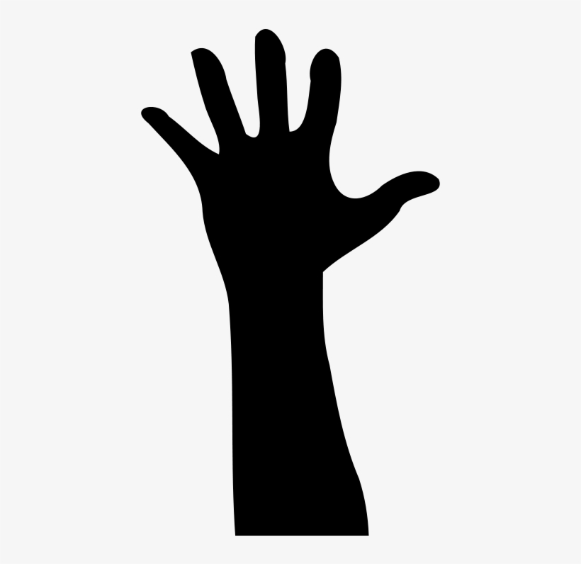 Free Raised Hand In Silhouette - Hand Five Fingers Png, transparent png #716589