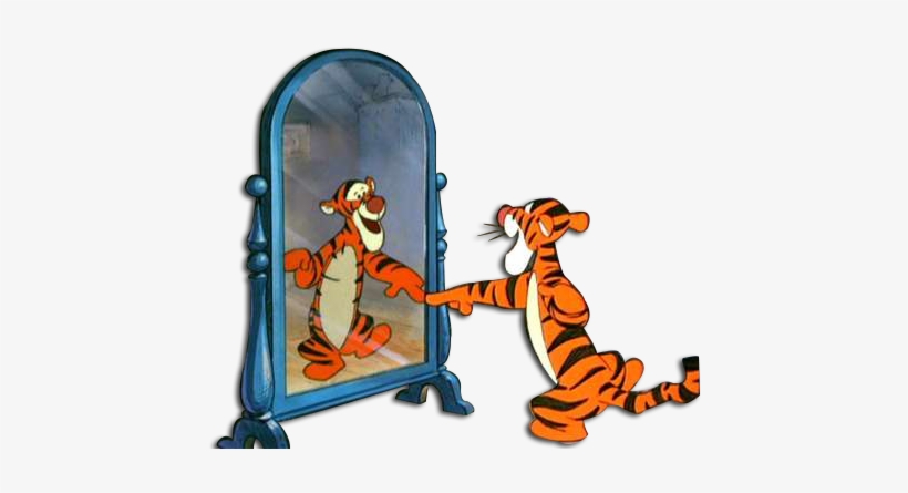 Tigger Looking In Mirror - Looking In Mirror Transparent, transparent png #716642