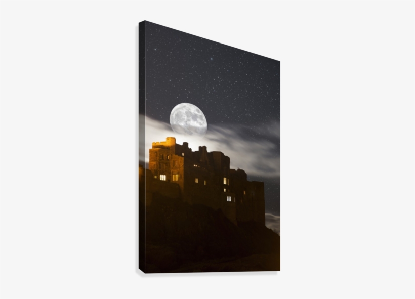 Full Moon Glowing In A Starry Sky Over Illuminated - Santa In His Sleigh And Reindeer Silhouetted In The, transparent png #716920
