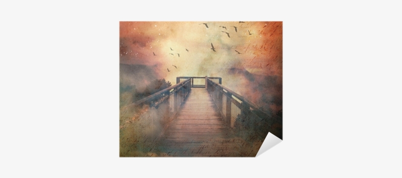 Atmospheric Scene Of A Flock Of Birds And Wooden Bridge - Cloud, transparent png #717120