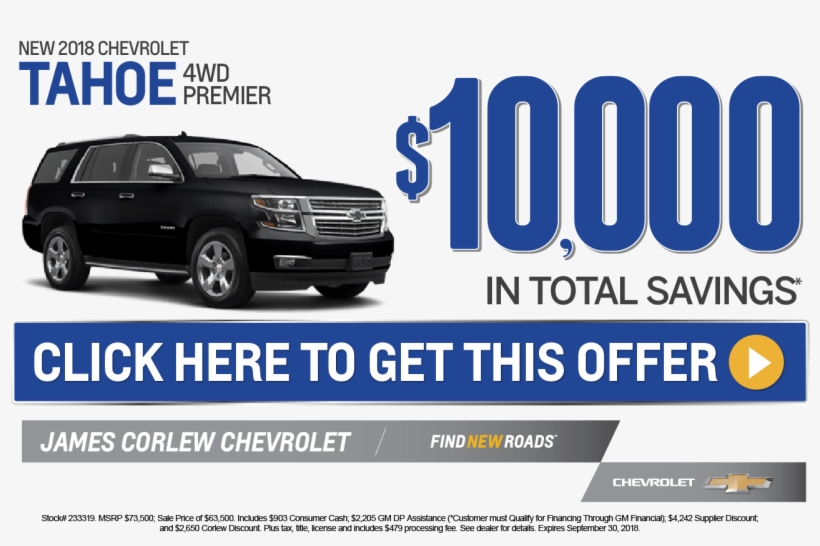 New Used Chevy Tahoe Specials James Corlew Chevrolet - Father's Day Sale, transparent png #717272