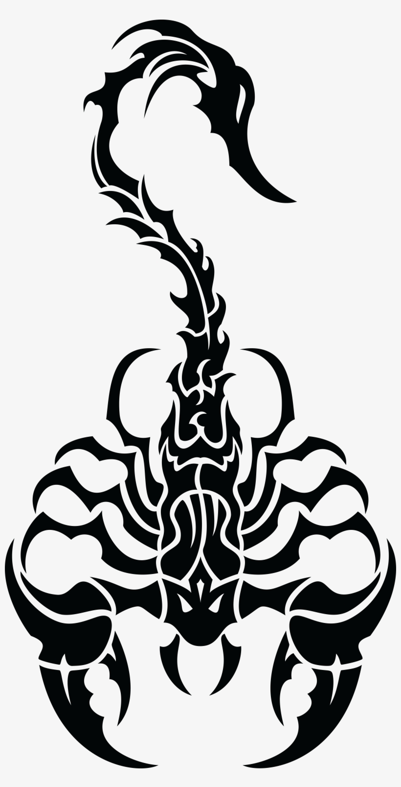 Free Clipart Of A Black And White Tribal Scorpion - Scorpion Art, transparent png #718088