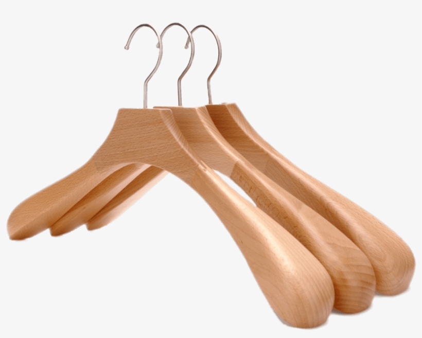 Clothes - J.s. Hanger 3-pack Sturdy Beechwood Wide Shoulder Coat, transparent png #718091