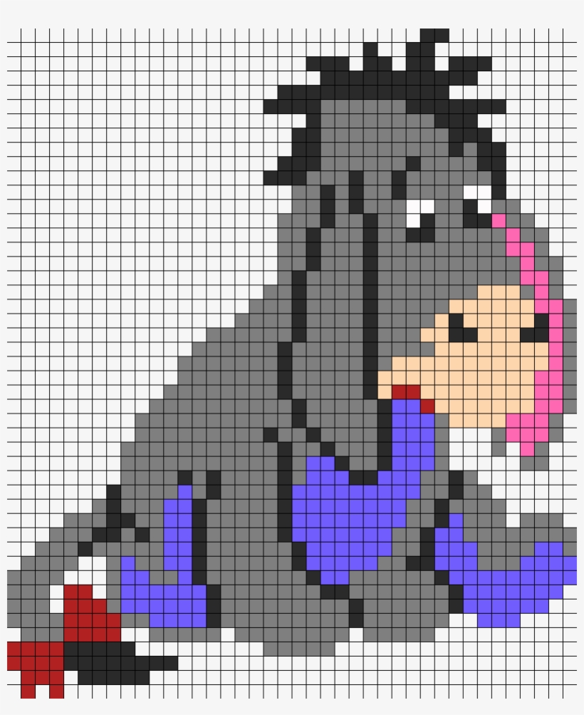 Eeyore Perler Bead Pattern / Bead Sprite - Minecraft Pixel Art Templates Disney, transparent png #718489
